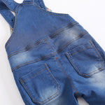 KIDSCOOL SPACE Baby Children Boys Girls Casual Jean Overalls Toddler Slim Letter Lining Denim Bodysuit Jumpsuit Clothing