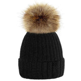 Lovely Child Women Beanies Hats Warm Winter Pompom Fur Knitted Beanie Caps Women Baby Girls Boy Fur Pom Pom Hat Ski Snow Cap