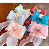 1PC Fashion Lace Ribbon Bow Hairpin For Girl Child Iridescenr Top Clip Fairy Crown Bow Hairgrip Princess Baby Hair Accessories