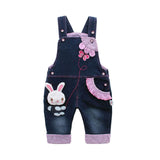 KIDSCOOL SPACE BabyToddler Girls Jean Overalls  Cute 3D Bunny Outfit Denim Pants Clothes Jumpsuit