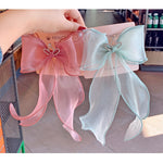 1PC Fashion Lace Ribbon Bow Hairpin For Girl Child Iridescenr Top Clip Fairy Crown Bow Hairgrip Princess Baby Hair Accessories