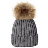 Lovely Child Women Beanies Hats Warm Winter Pompom Fur Knitted Beanie Caps Women Baby Girls Boy Fur Pom Pom Hat Ski Snow Cap