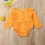 Citgeett Autumn Newborn Toddler Baby Girl Clothes Ruffle Bodysuit Soft Jumpsuit Outfit Solid Linen Sunsuit