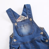 KIDSCOOL SPACE Baby Children Boys Girls Casual Jean Overalls Toddler Slim Letter Lining Denim Bodysuit Jumpsuit Clothing