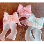 1PC Fashion Lace Ribbon Bow Hairpin For Girl Child Iridescenr Top Clip Fairy Crown Bow Hairgrip Princess Baby Hair Accessories