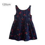 Hot! Summer Cotton Cherry Bow Decor Princess Dress Floral Vest Dresses for Girls Children Clothes Vestidos Dress for Girl