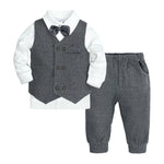 2020 Baby Clothes Spring New Year Old Dress Plaid Bow Tie Shirt Gentleman Baby One-piece Romper Children&#39;s Clothing Sets