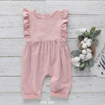 Newbron Baby Romper Ruffles Sleeveless Baby Outfit Cotton Linen Ruffles One-Piece Infant Baby Outfit Newborn Baby Summer Clothes