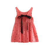 1pcs Girls Dress Toddler Girl Clothes Girls Summer Princess Dress Children&#39;s Party Sleeveless Love Pattern Dress With Bow Tie