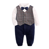 Baby Infant Rompers Patchwork Baby Girl Clothes Overall Baby Clothes Boys Rompers Kids With Bow Necktie Baby Costume