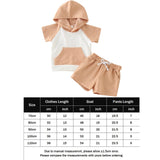 Baby Boy Hoodie Top+Shorts Casual Patchwork Hooded+Shorts 3-24M Short Sleeve T Shirt Shorts Cotton Newborn Summer Outfit Set