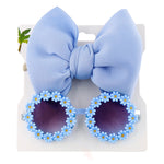 Kids Sunglasses And Elastic Hair Ties Daisy Flower Eyewear Bow Headwear Children Beach Sun Glasses Baby Headband 2Pcs/Set