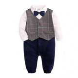 Baby Infant Rompers Patchwork Baby Girl Clothes Overall Baby Clothes Boys Rompers Kids With Bow Necktie Baby Costume