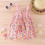 Princess Dress Sleeveless Baby Girl Tulle Sling Cake Dress Summer Sweet Fashion Colorful Rainbow Polka Dot Children Vestidos