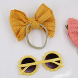 Kids Sunglasses And Elastic Hair Ties Daisy Flower Eyewear Bow Headwear Children Beach Sun Glasses Baby Headband 2Pcs/Set