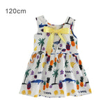 Hot! Summer Cotton Cherry Bow Decor Princess Dress Floral Vest Dresses for Girls Children Clothes Vestidos Dress for Girl