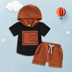 Baby Boy Pullover Hooded Top and Laceup Shorts Two-Piece Set Children Clothes Suit for Boy 2023 Summer Baby Clothes Young Child