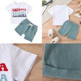 Baby Boys Casual Sports Tops Shorts Two-Piece Set Pullover T Shirt Tops and Shorts Cotton Letter Printed  Children Clothes Sets