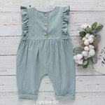 Newbron Baby Romper Ruffles Sleeveless Baby Outfit Cotton Linen Ruffles One-Piece Infant Baby Outfit Newborn Baby Summer Clothes