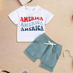 Baby Boys Casual Sports Tops Shorts Two-Piece Set Pullover T Shirt Tops and Shorts Cotton Letter Printed  Children Clothes Sets