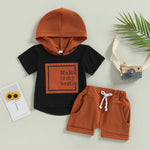 Baby Boy Pullover Hooded Top and Laceup Shorts Two-Piece Set Children Clothes Suit for Boy 2023 Summer Baby Clothes Young Child