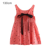 1pcs Girls Dress Toddler Girl Clothes Girls Summer Princess Dress Children&#39;s Party Sleeveless Love Pattern Dress With Bow Tie