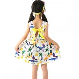 Hot! Summer Cotton Cherry Bow Decor Princess Dress Floral Vest Dresses for Girls Children Clothes Vestidos Dress for Girl