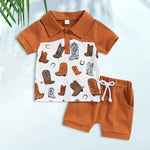 2pcs Short Sleeve T Shirt Shorts Fashion Toddler Boys Lapel Short Sleeve+Shorts Summer Casual Clothes Sets for Baby Boys