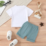 Baby Boys Casual Sports Tops Shorts Two-Piece Set Pullover T Shirt Tops and Shorts Cotton Letter Printed  Children Clothes Sets