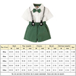 Toddler Boy Gentleman Suit 2pcs Fashion Casual Baby Boys Bowtie Shirt+Strap Shorts Short Sleeve Buttons Holiday Outfits