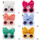 Kids Sunglasses And Elastic Hair Ties Daisy Flower Eyewear Bow Headwear Children Beach Sun Glasses Baby Headband 2Pcs/Set