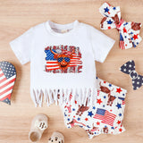 Baby Girls 3 Piece Short Sleeves Tops Set Lovely Casual Outfits For Toddler Clothing Summer Clothes Set Cotton Tops+short Pants