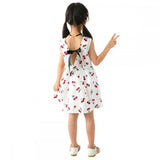 Hot! Summer Cotton Cherry Bow Decor Princess Dress Floral Vest Dresses for Girls Children Clothes Vestidos Dress for Girl