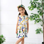 Hot! Summer Cotton Cherry Bow Decor Princess Dress Floral Vest Dresses for Girls Children Clothes Vestidos Dress for Girl