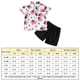 2pcs Boys&#39; Independence Day Button Tops+Short Pants  Short Sleeve T Shirt Shorts Prints Outfits Clothing Suits for Toddler Kids