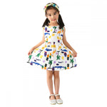 Hot! Summer Cotton Cherry Bow Decor Princess Dress Floral Vest Dresses for Girls Children Clothes Vestidos Dress for Girl