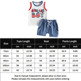 2pcs Vest Loungewear Star Striped Tracksuits Casual Set Independence Day Sleeveless Cotton Round Neck Children Clothes for Boys