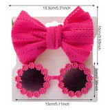 Kids Sunglasses And Elastic Hair Ties Daisy Flower Eyewear Bow Headwear Children Beach Sun Glasses Baby Headband 2Pcs/Set