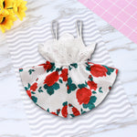 Fashion Bodysuit Dress Print Sleeveless Infant Baby Girls Wedding Party Dress Lace Stitching Sweet Lovely Birthday Clothing