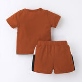 Boys&#39; Short Sleeve Shorts Summer Set Solid Color Spliced Round Neck Baby boys Clothing Two Piece Set Children Clothes Sets New