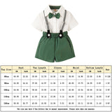 2pcs Shirt Suspender Shorts Bowtie Short Sleeve Shirt+Strap Shorts Buttons Holiday Casual Summer Outfits for Toddler Baby Boy