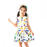 Hot! Summer Cotton Cherry Bow Decor Princess Dress Floral Vest Dresses for Girls Children Clothes Vestidos Dress for Girl