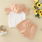 Baby Boy Hoodie Top+Shorts Casual Patchwork Hooded+Shorts 3-24M Short Sleeve T Shirt Shorts Cotton Newborn Summer Outfit Set