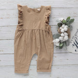 Newbron Baby Romper Ruffles Sleeveless Baby Outfit Cotton Linen Ruffles One-Piece Infant Baby Outfit Newborn Baby Summer Clothes