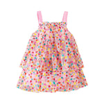 Princess Dress Sleeveless Baby Girl Tulle Sling Cake Dress Summer Sweet Fashion Colorful Rainbow Polka Dot Children Vestidos