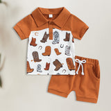 2pcs Short Sleeve T Shirt Shorts Fashion Toddler Boys Lapel Short Sleeve+Shorts Summer Casual Clothes Sets for Baby Boys