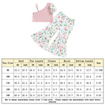 Baby Girls Clothes Set 2 Piece Floral Print Crop Top+Flared Pants Casual Patchwork Vest+Bell Bottoms Pants Set