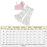 Baby Girls Clothes Set 2 Piece Floral Print Crop Top+Flared Pants Casual Patchwork Vest+Bell Bottoms Pants Set