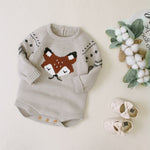 Baby Boys Romper Summer Infant Unisex Long-sleeved Cartoon Fox Infant Baby Clothing One Piece Summer Unisex Bodysuits One-Pieces