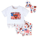 Baby Girls 3 Piece Short Sleeves Tops Set Lovely Casual Outfits For Toddler Clothing Summer Clothes Set Cotton Tops+short Pants